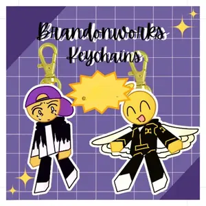 Roblox Brandonworks Keychains - Roblox Cute Acrylic Cartoon Keychain, Funny Meme Character Charm for Keys, Bags, Backpack, Durable Gift for Fans & Collectors