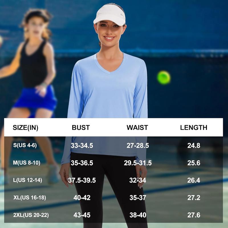 Womens Long Sleeve Workout Tops Moisture Wicking Athletic Shirts Running Quick Dry V Neck T Shirts for Women