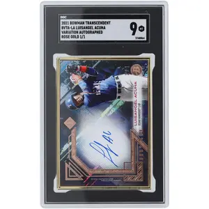 Luisangel Acuna Texas Rangers Autographed 2021 Bowman Transcendent Rose Gold #BVTA-LA #1/1 SGC Authenticated 9 Card - Fanatics Authentic Certified