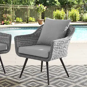 Modway Endeavor Outdoor Patio Wicker Rattan Armchair in Gray Gray