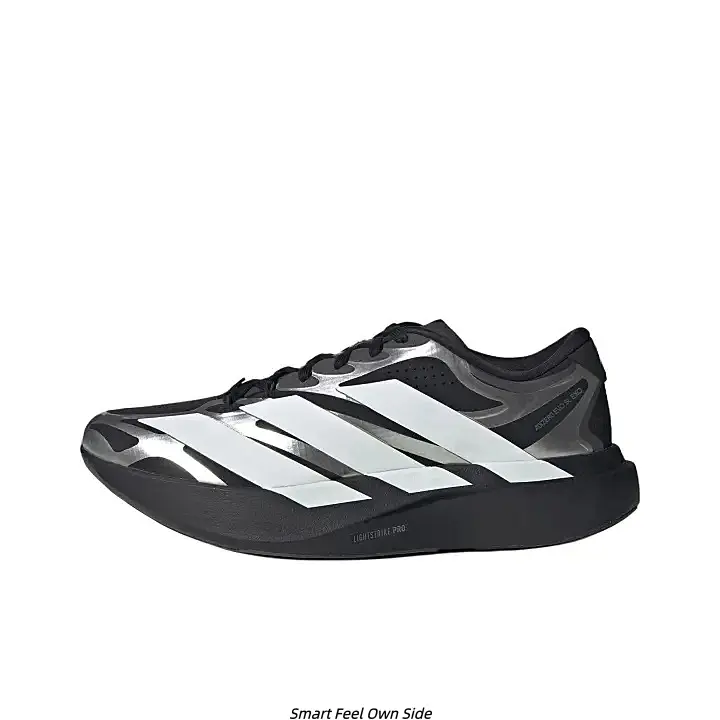 Metallic Silver Black Running Shoes White Stripes