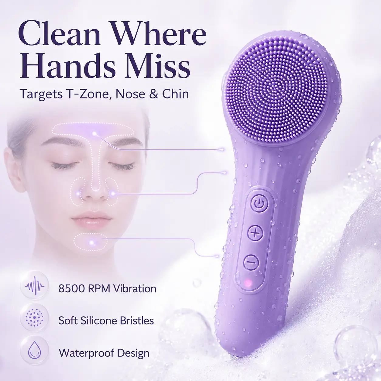 Electric Silicone Facial Cleansing Brush - USB-Rechargeable Waterproof Sonic Vibration Skin Massager (Beauty & Personal Care Facial Beauty Device), Face Scrubber Skin Care Devices, Massage Brush Skin Care Devices