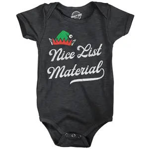 Nice List Material Baby Bodysuit Funny Sarcastic Christmas Graphic Novelty Jumper For Infants Funny Baby Onesies Christmas Clothes for Baby Novelty Onesie Black -