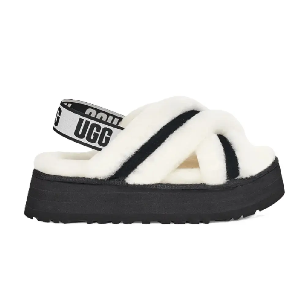 Women's UGG Disco Cross Slide White Black (1121550-WHT)