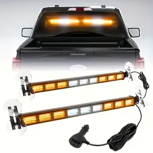 2pcs Aluminum Bar Lights - 162LED Windproof Glass 2-in-1 Sun Visor Lights, for Vehicle Internal Front/Rear Windscreen Dashboard, No Battery (Fits Construction & Snow Plow Vehicles)