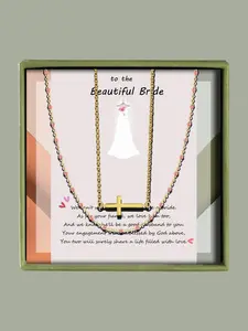 Women's Elegant Cross Pendant Necklace & Chain Necklace, Exquisite Trendy Pendant Necklace & Chain Necklace, Chic Jewelry Set As Gift for Girlfriend