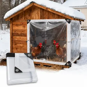 Clear waterproof tarp, transparent clear tarp cover, UV-resistant clear tarp, transparent PE tarp with reinforced triangular grommets, UV and weather-resistant cover for patio, greenhouse, chicken coop, outdoor furniture