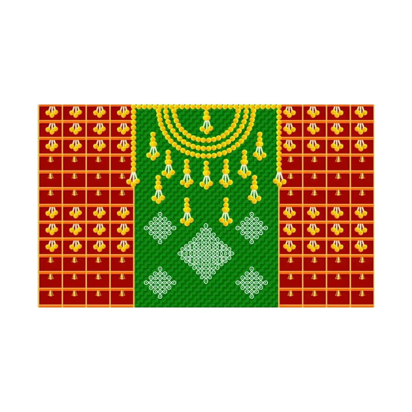 Traditional Indian Backdrop for Diwali, Wedding, Housewarming - 5 x 8 Feet Fabric Backdrop (AS1436)