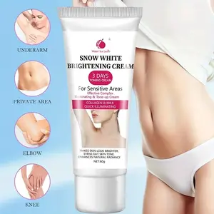Snow WhiteBleaching Cream with Vitamin C, Niacinamide & Snow Grass，Hypoallergenic Formula for Light Beige, Armpits, Buttocks - 3-Day Fast-Acting Brightening & Light Beige lllumination, Personal Care ltem,Beauty Product, Sleek Tube Design, Durable Packagin