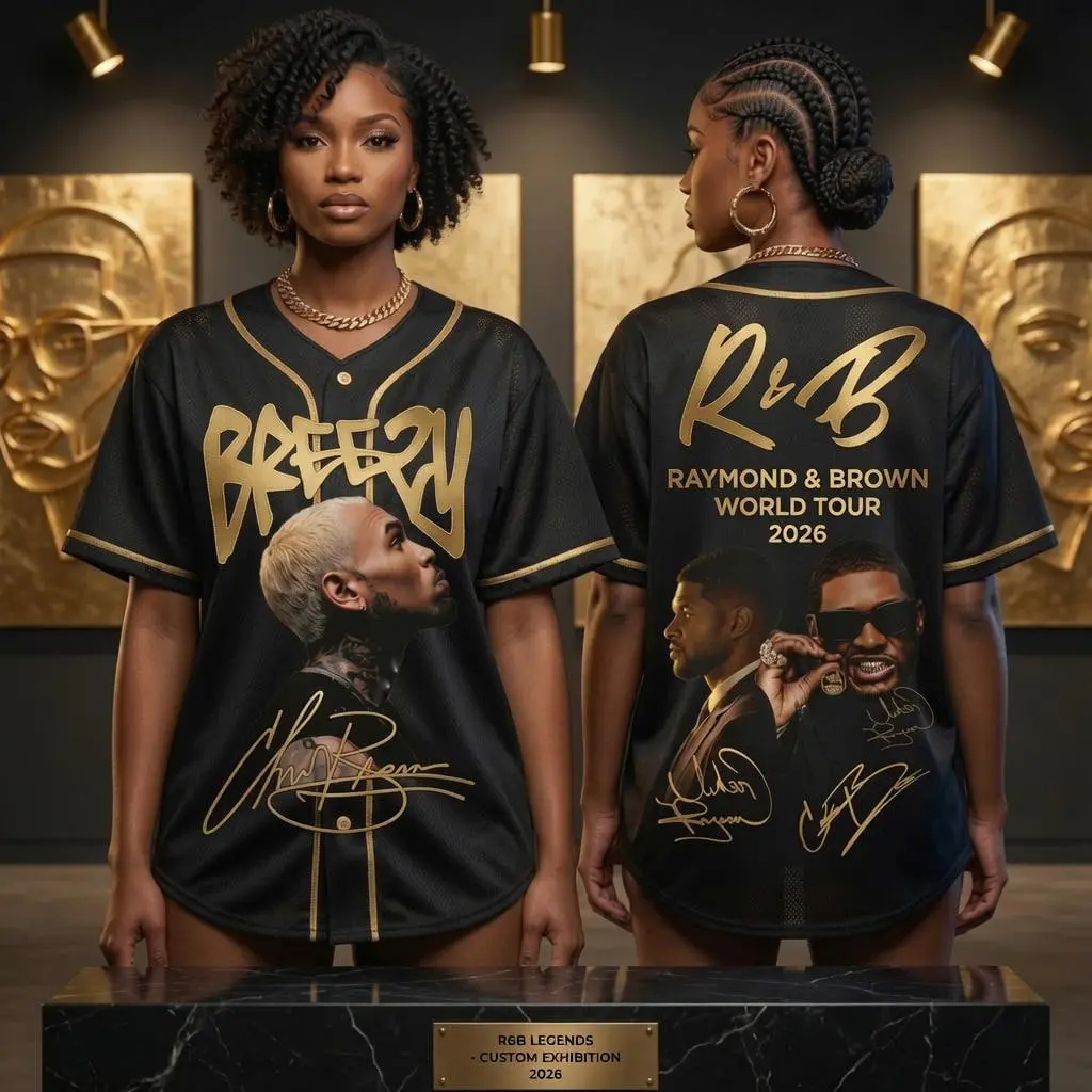 Baseball Jersey Shirt, Ch.Brown Usher Raymond The R&B Tour 2026 Unisex Tee.