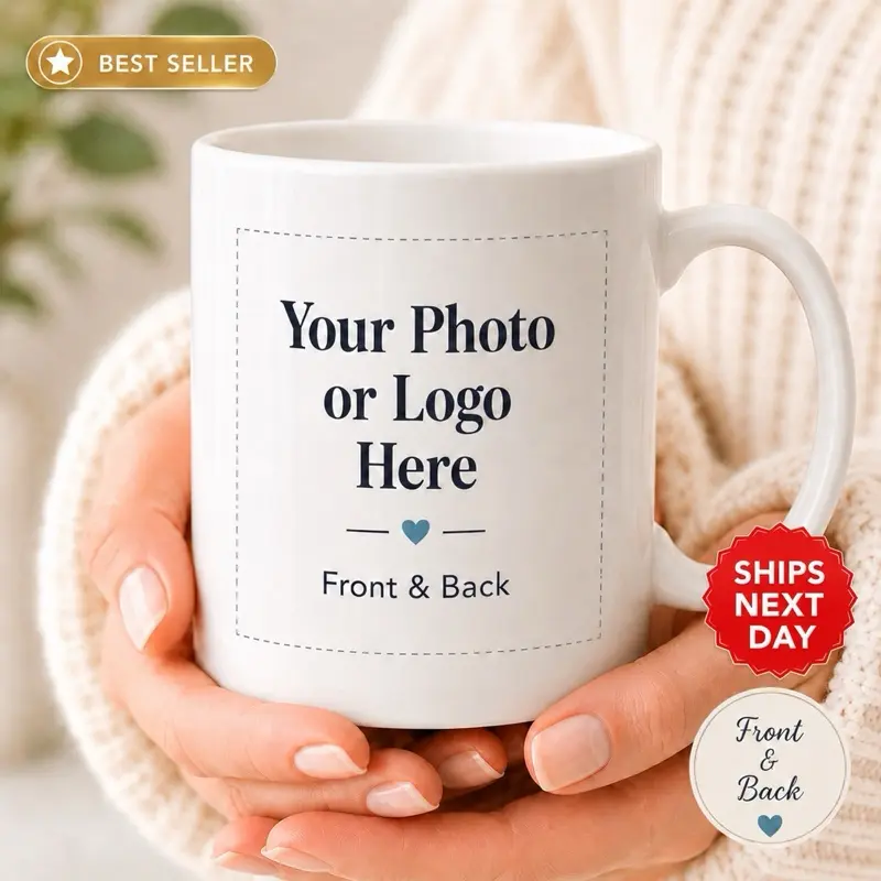 Custom Photo Coffee Mug Gift For Him Her Couples Office Mugs Company Coffee Cups Business Mugs Glossy Reusable Tumbler Personalized Message