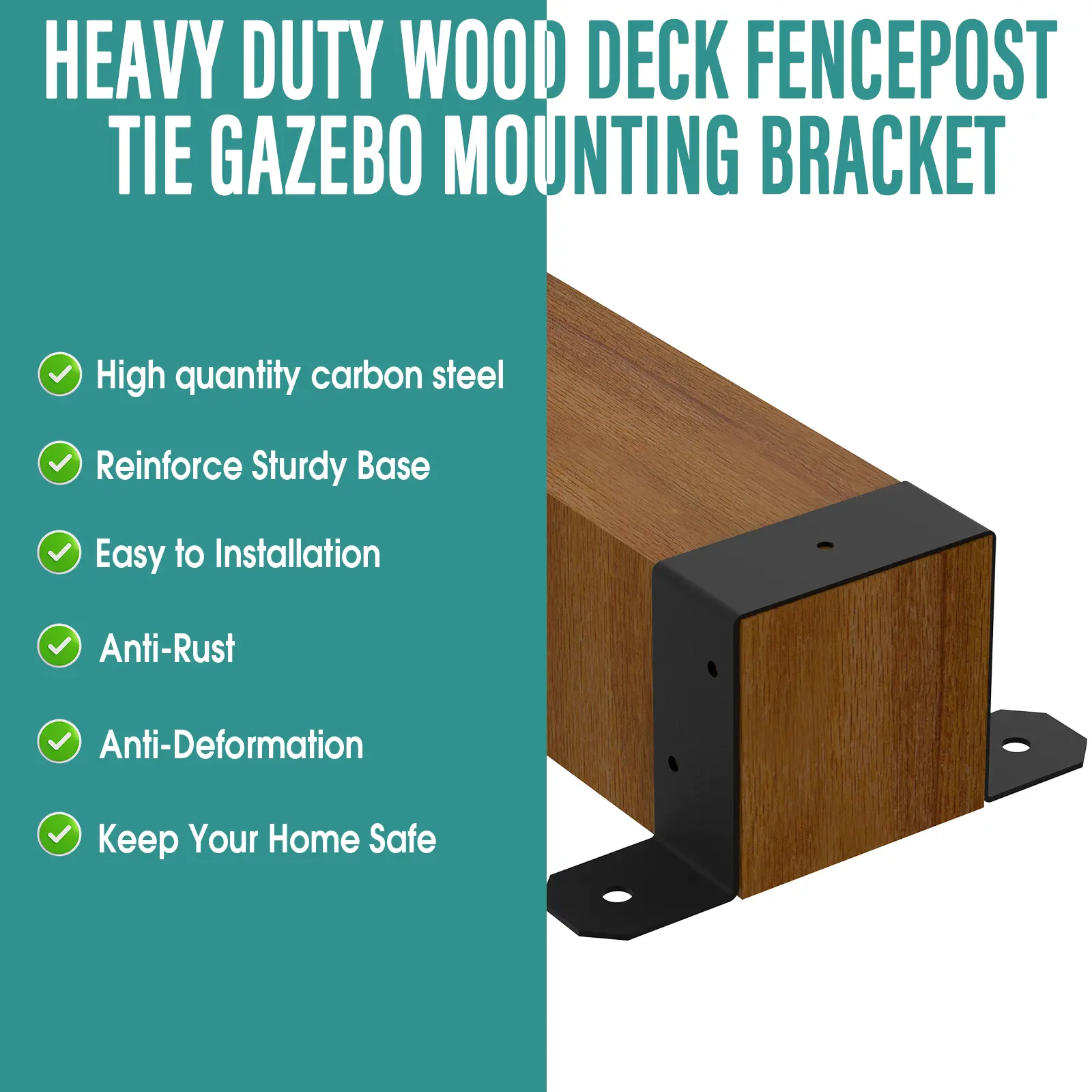 Fence Post Square Rack 8pcs, 3.6in wide fence post, hurricane fixed fence, daily reinforced fence, decorative rack