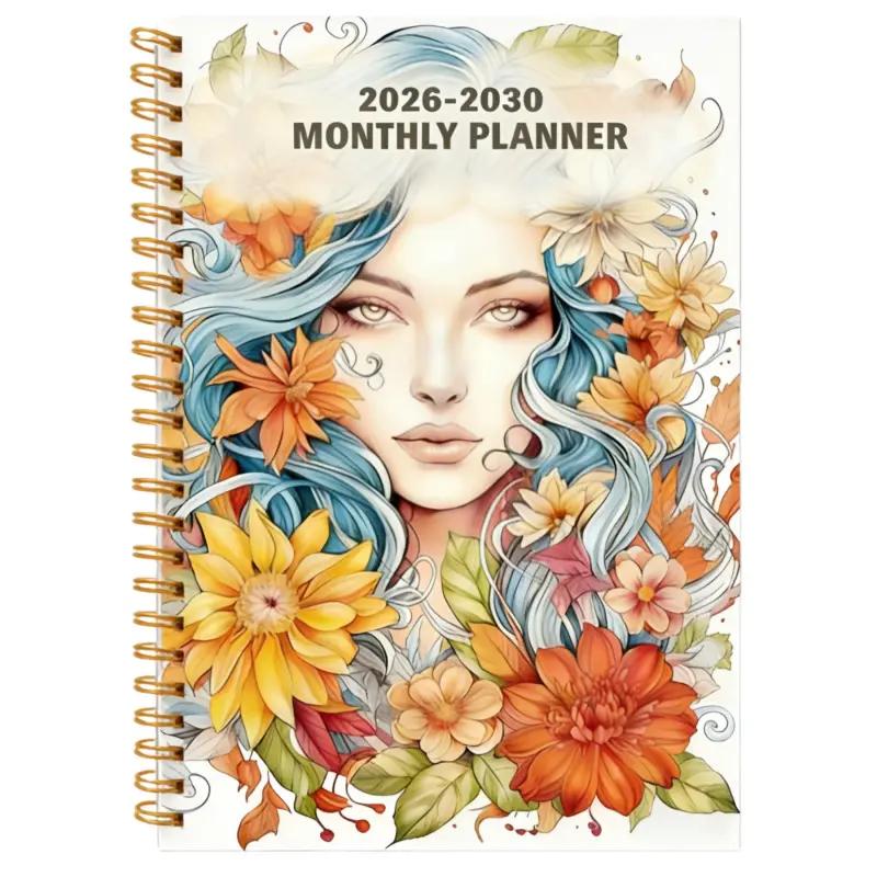 2026-2030 Monthly Planner/Calendar, 5-Year Monthly Planner, Office Stationery Supplies, Colorful Flower Cover Design Notebook, Yearly Calendar Planning, Monthly Tabs, 60-Month Calendar, 5.5 inches x 8.3 inches, 71 Sheets/142 Pages Thick Paper