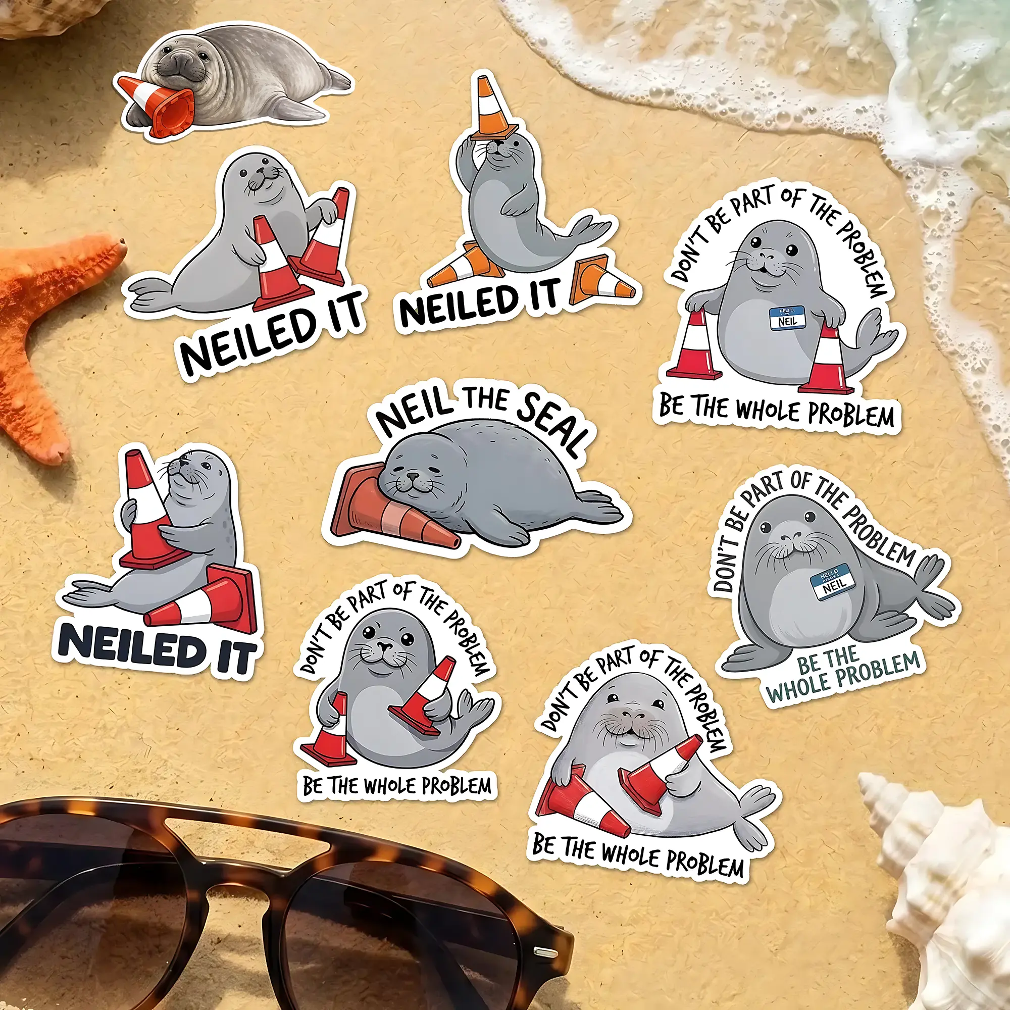 Neil the Seal Sticker, Seal Sticker, The Whole Problem, Cute Sticker, Die Cut