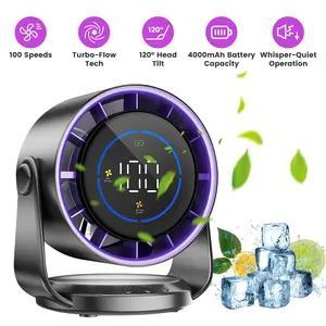 Portable Ultra-Quiet 100 Speed Rechargeable Mini Desk Fan - Perfect for Home, Office & Travel with Wall Mount & 120º Tilt Angle