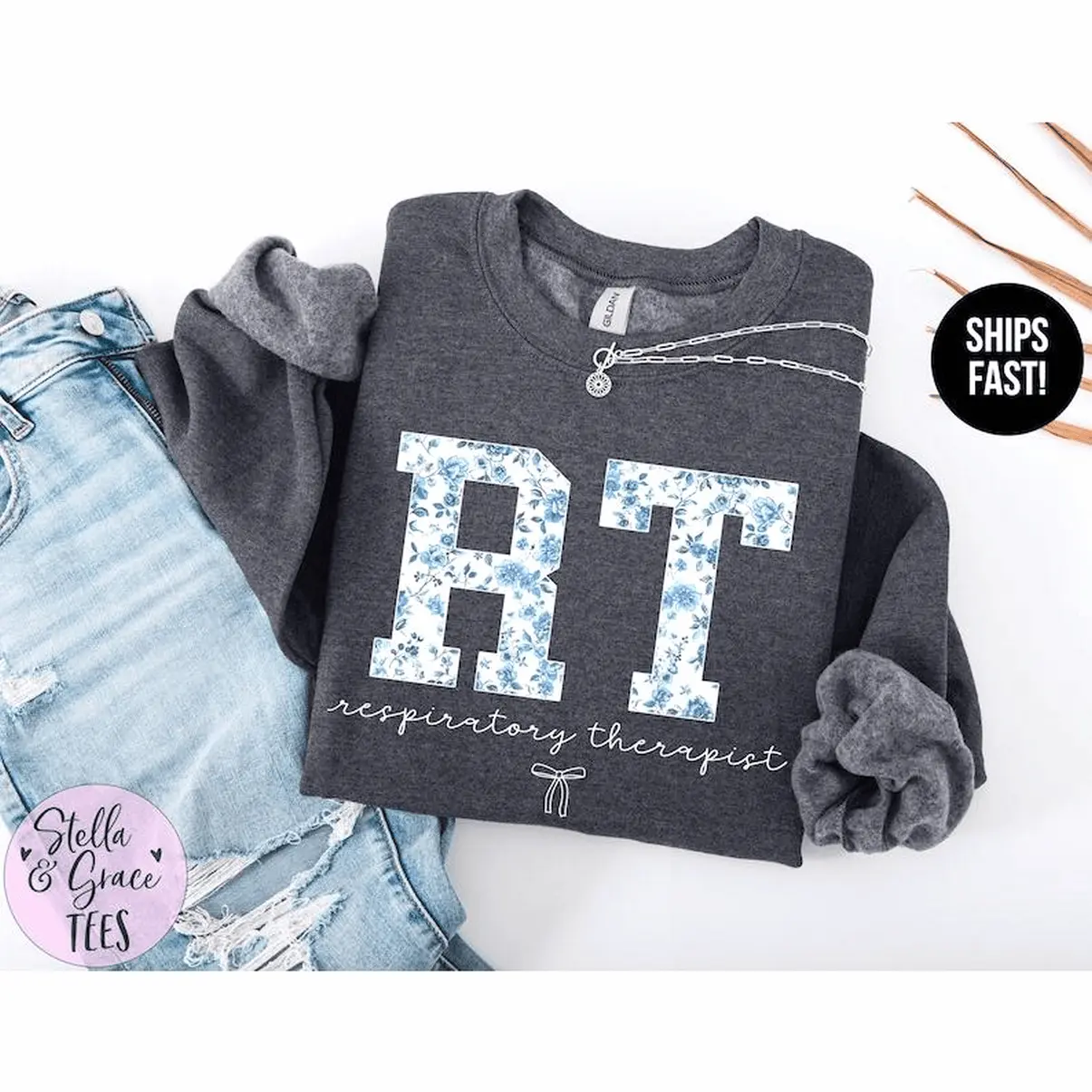 Respiratory Therapist Sweatshirt OR T-Shirt Blue Toile RT Shirt Respiratory Therapy tee RT tshirt Shirt Unisex Cotton Sweatshirt