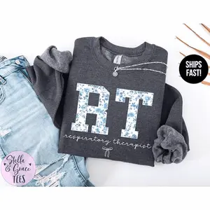 Respiratory Therapist Sweatshirt OR T-Shirt Blue Toile RT Shirt Respiratory Therapy tee RT tshirt Shirt Unisex Cotton Sweatshirt