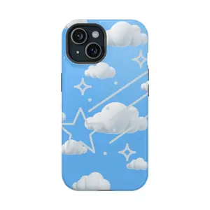 iPhone 15 Pro/Pro Max MagSafe Case - Clouds & Stars, Secure Magnetic Wallet, Matte/Glossy Finish, Impact Resistant