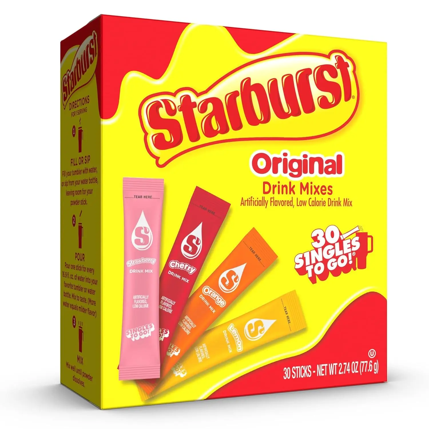 Starburst Singles to Go Variety Pack Watertok Powdered Drink Mix Includes 4