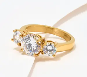 Steel by Diamonique 3 Stone Ring