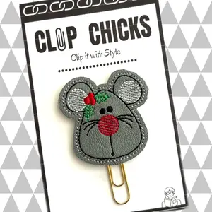 Christmas Mouse Novelty Paper Clip - Fun Bookmark, Planner Clip, Journal Accessories for Christmas & Holiday, Stocking Stuffers - Unique Gift under $5