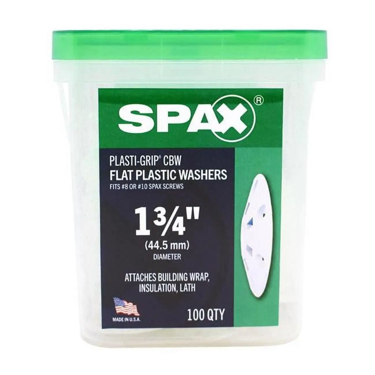 1.75 in. Plasti-Grip Polypropylene Flat Washer - Pack of 100