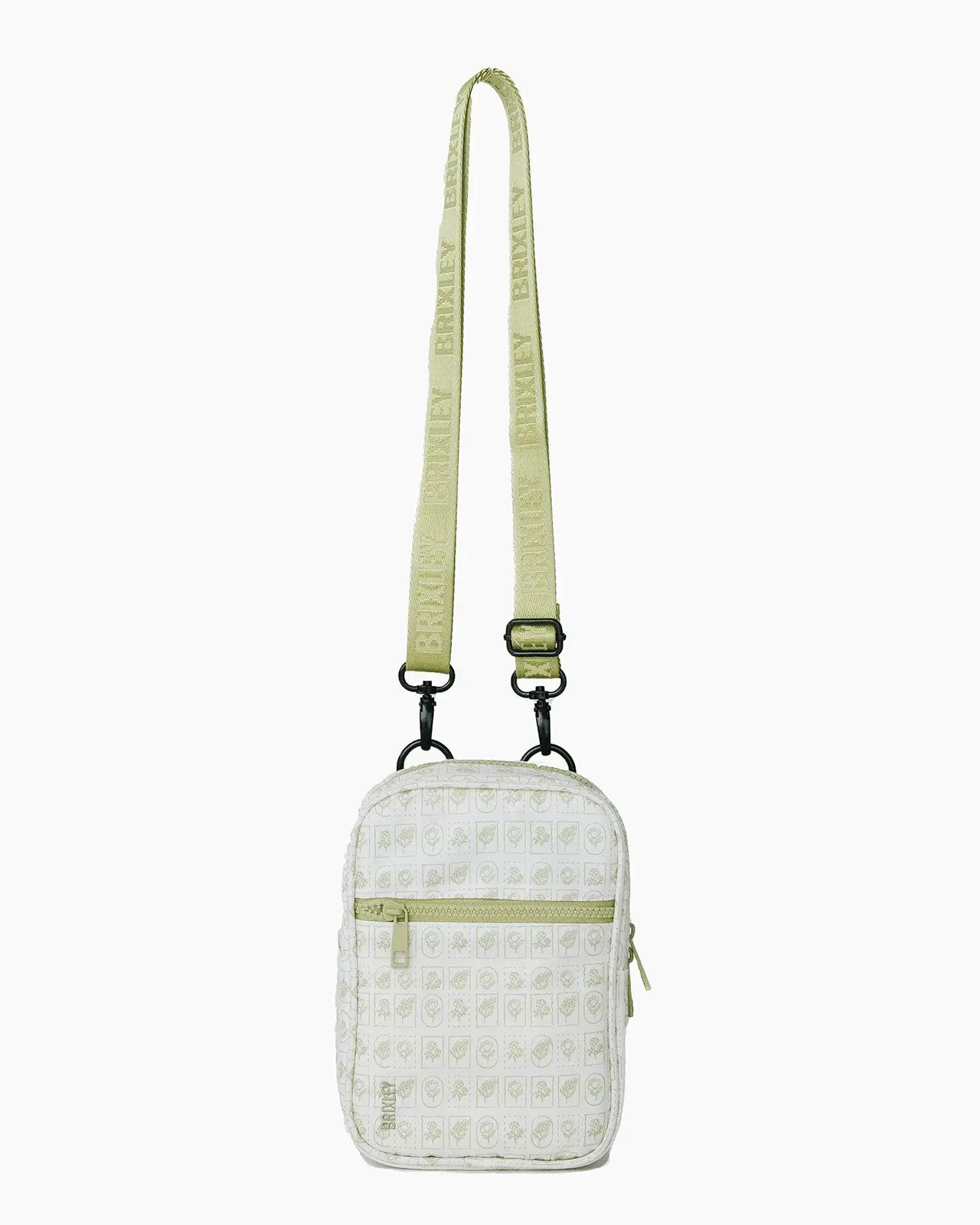 Flower Stamp Crossbody Sling Bag - 5-in-1 Versatile Sling with Storage & 4 Feet 4 Inches Green Brixley Logo Strap for Casual Wear