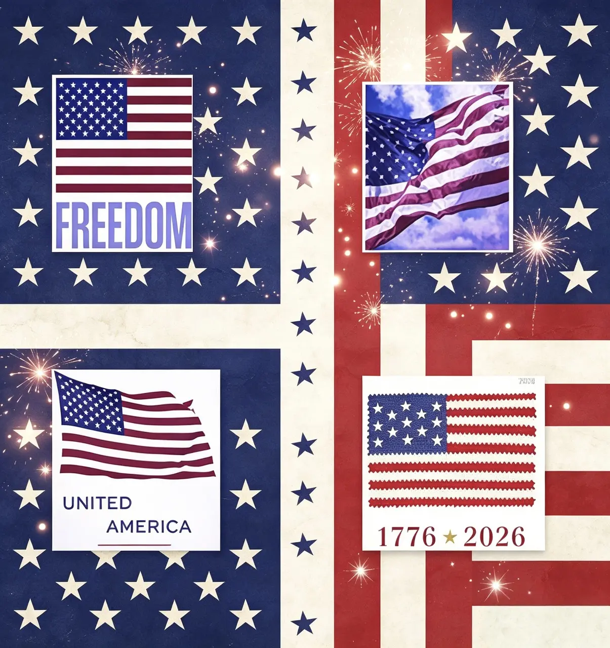 Bulk Decor Tape, 1 Roll Contains 100 Pcs,Vintage Patriotic Style