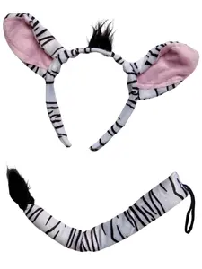Zebra Headband Ears & Tail, Kid or Adult Size Costume Accessories