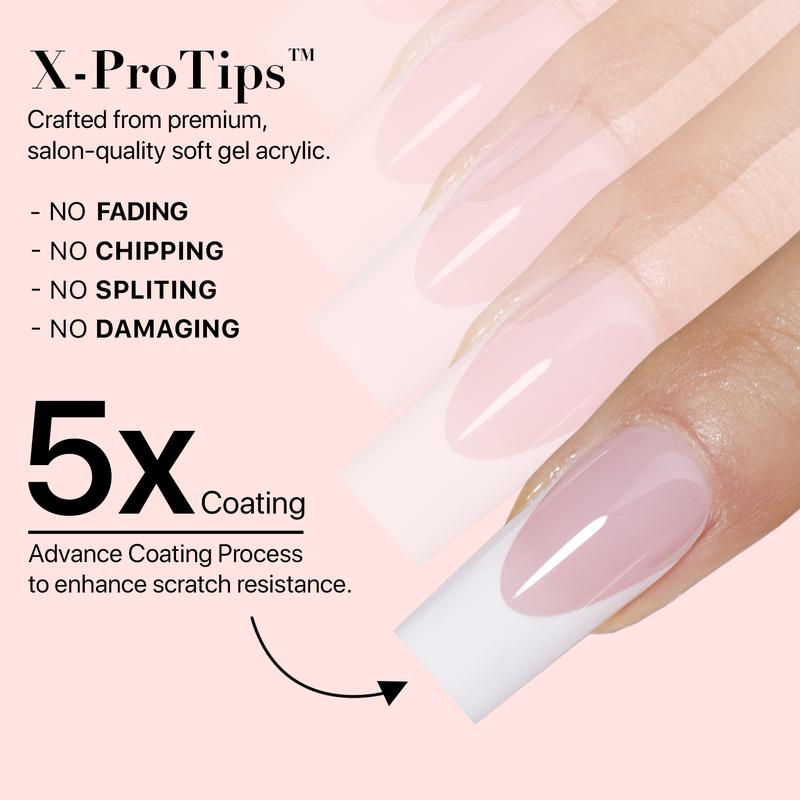 SXC Cosmetics X-Pro Tips - 150/160 Nail Tips ONLY, French Tip Press On Nails, 15/16 Sizes Ultra Fit, Nail Art DIY Press On Nails