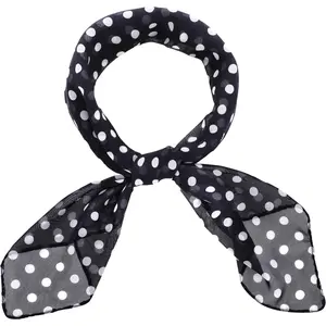 Polka Dot Scarf 1950s Chiffon Scarf Retro Hair Tie 50s Sheer Square Neck Head Scarf Vintage Neckerchief for Women