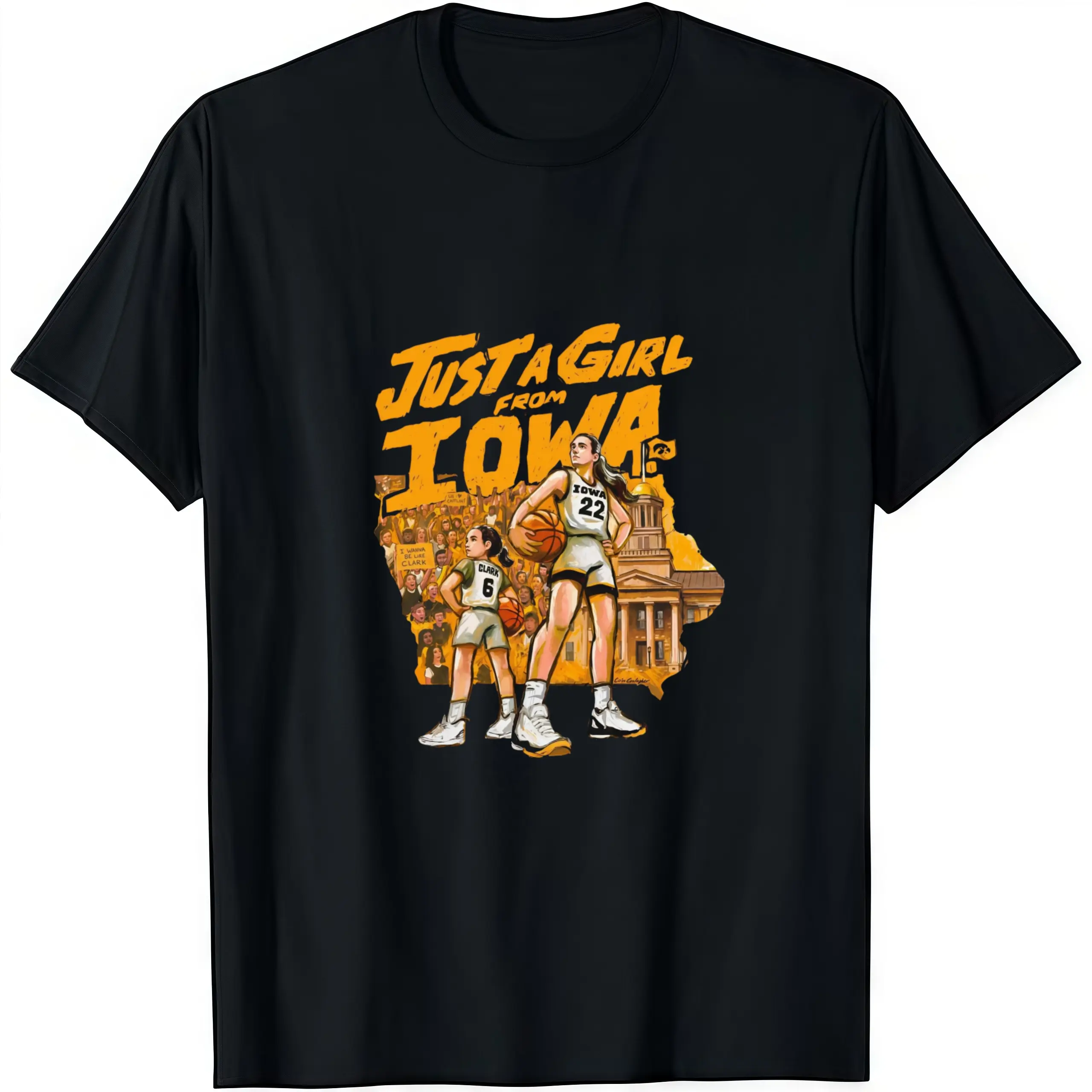 Men's Comfy Graphic T-shirt, Breathable Cotton Round Neck with Iowa Theme Art, Classic Fit Shortsleeve for Everyday Menswear, Casual Fit