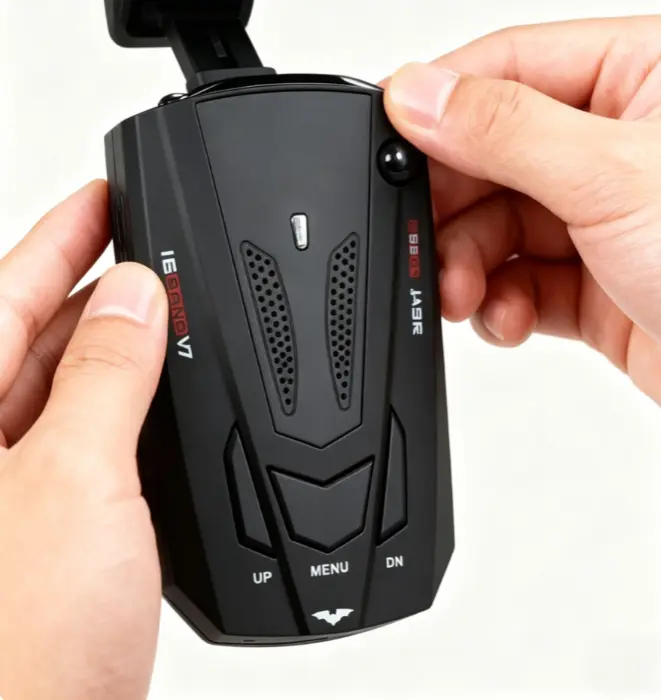 V7 High-Performance Speed Detector, Car Electronic Accessory, 16-Frequency Band Signal Sensor, Compact Driving Safety Tool, Plug & Play