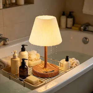 Shower Lamp Waterproof Bathroom Lamp for Inside Shower Bathtub, Rechargeable Cordless Table Lamp, 3 Color Temps Dimmable Touch Mood Light, Small Relaxing Spa Night Lamp for Bedroom, Bathroom, Kitchen, Desk