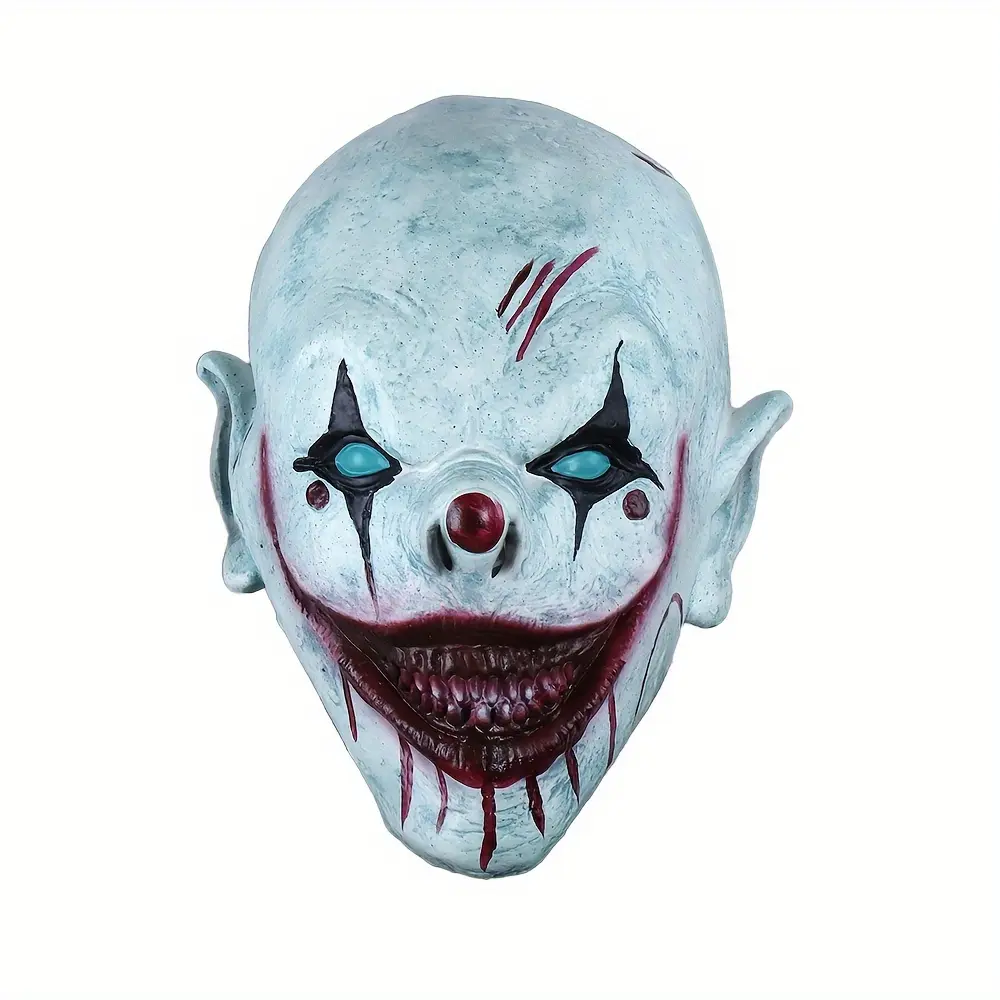 Scary Bloody Clown Latex Mask, Smiling Evil Clown Full Head Mask with Elf Ears, Creepy Halloween Cosplay Prop for Adults, Haunted House & Party,Handcrafted,Glow,Mini,the,Vintage,Resin,Rechargeable,miniature,custom