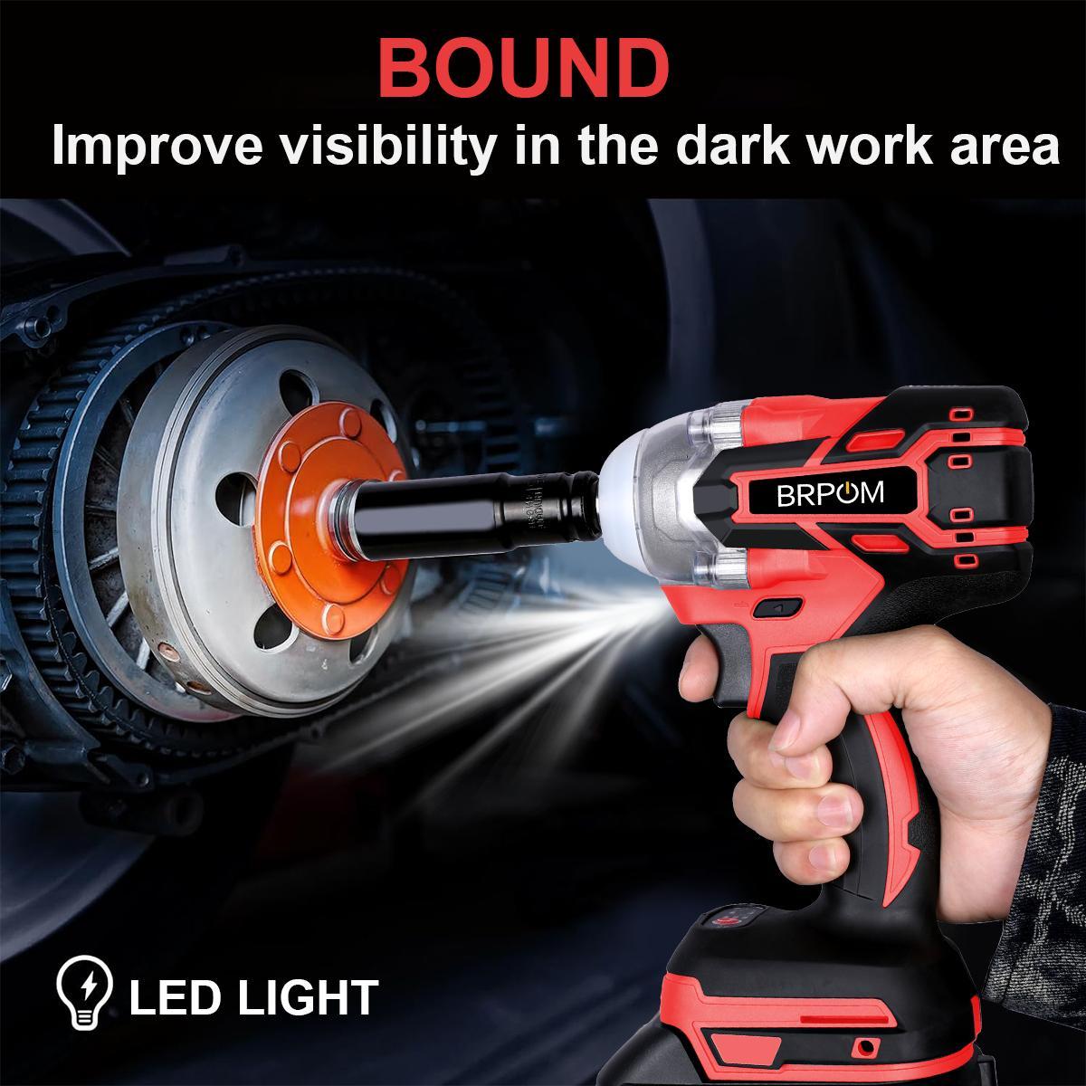 BRPOM Cordless impact wrench 1/2-inch High Torque 900N.m High Torque Electric Gun Electric Driver Compact Rapid Charger & Tool Kit 2 Batteries Household, Automotive & Men's Gifts electricians tools BRPOM Cordless impact wrench 1/2-inch High Torque 900N.m High Torque Electric Gun Electric Driver Compact Rapid Charger & Tool Kit 2 Batteries Household, Automotive & Men's Gifts electricians tools