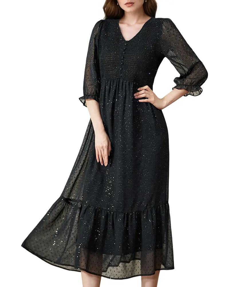 Women's 3/4 Sleeve Floral Dress Lace Mesh Double Layer Flowy Midi Dress Vacation Holiday AF-LQ87948 - TikTok Shop Women's 3/4 Sleeve Floral Dress Lace Mesh Double Layer Flowy Midi Dress Vacation Holiday AF-LQ87948 - TikTok Shop