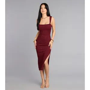 Marlowe Glitter Lace-Up Midi Formal Dress