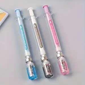 3-Pack Random Color Syringe-Shaped Pens, Novelty Stress-Relief Signature Ballpoint Pens, Fun Student Writing Tools for Nurses Doctors Students