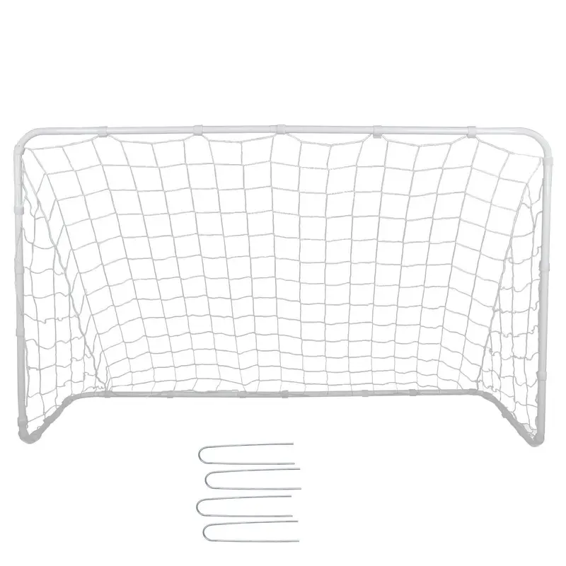 Portable Kids' Soccer Goals - Heavy-Duty Steel Frame, Adjustable Self-Stick Straps, Durable Square Netting, 4x4 Mesh Control, Easy Assembly, 6x4ft Short-Field Fit Backyard Play Football Equipment (footballequipment) for Skill Development
