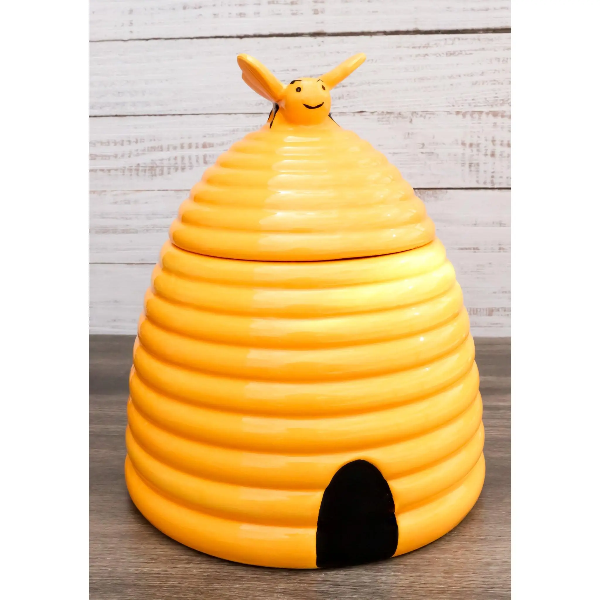 Ebros Rustic Wildlife Busy Honey Bumblebee Bee Hive Beehive Ceramic Cookie Jar 8"Tall