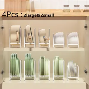 [Dish Rack] 4pcs Dish Rack, Metal Storage Rack, Plate Drain Rack, Dish Drying Organiser, Black and White
