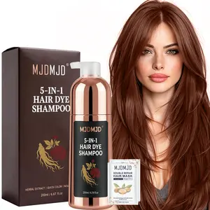Cherry Brown Hair Dye Shampoo 5-in-1, Hair Color Shampoo for Gray Hair Coverage, Long Lasting Herbal Formula for Women & Men, Brown Hair Shampoo & Shampoo Para Pintar el Cabello, 200ml