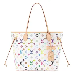Louis Vuitton x Takashi Murakami Neverfull Tote Bag for Women, Multicolor Monogram Coated Canvas, White