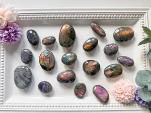 Super Labradorite Palm Stone || Purple or Sunset Colors