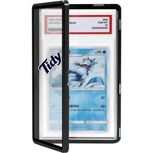 Magnetic Graded Card Slab Protector Premium Aluminum Showcase Slab Guard with UV-Resistant Tempered Glass Personalized Slab Bumper Fits PSA Slab Black