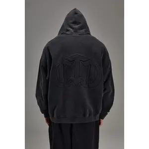 Embossed Black Heavyweight Zip-up