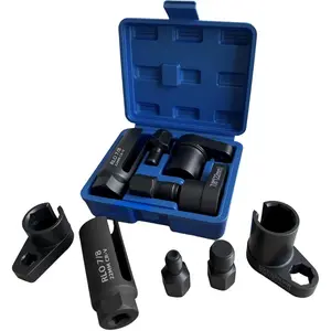 5 count  Sensor Wrench & Thread Repair Kit, Offset Low Profile O2 Sensor Socket Set with Thread Chasers, Chrome Vanadium Steel Automotive Tool for Removal and Installation