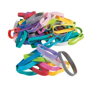 7" Circ Adjustable Support Bracelets & Bangles Bulk Assortment (100 Pc.) - Bracelet Stacks for All Ages, Awareness Walks, Fundraisers