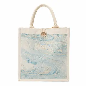 MIRANIQUE Handmade Marbled Satin Small Tote Bag | One-of-a-Kind Everyday Handbag
